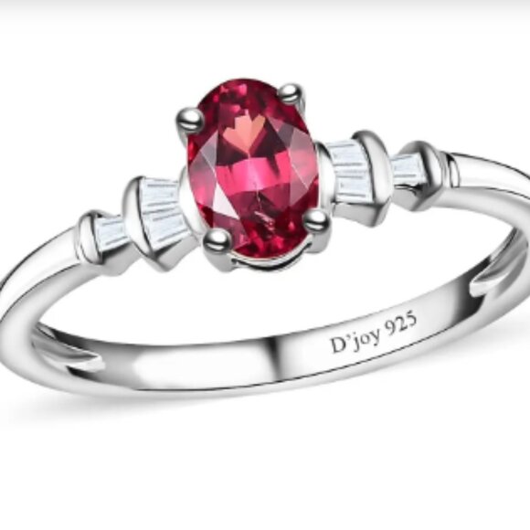 Ofiki Rubellite and Diamond Ring in Platinum Over Sterling Silver 0.70 ctw - Picture 1 of 5